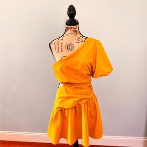 Elegant Yellow One-Shoulder Dress